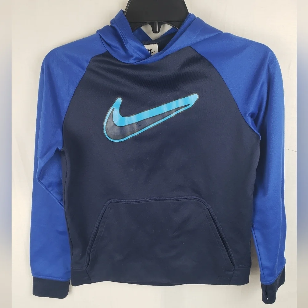Nike Boys Blue and Navy Swoosh Hoodie Sz L